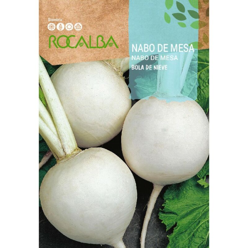 ROCALBA SEMILLAS NABO DE MESA BOLA DE NIEVE 25 gr, Pack 5 Sobres