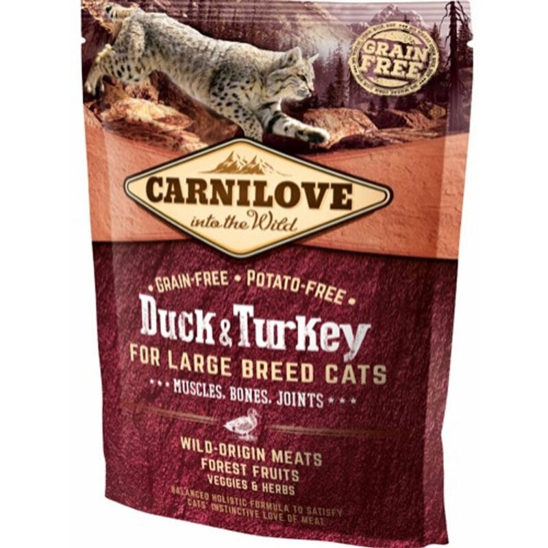 CARNILOVE FELINE ADULT LARGE PATO PAVO 400GR