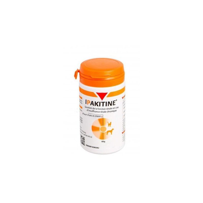 Ipakitine 60 gr, suplemento renal para gatos y perros.