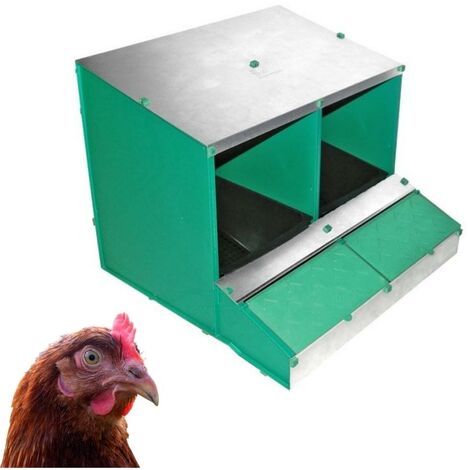 Ponedero para Gallinas - 2 Departamentos, Desmontable, Incluye Fondo y Cesta Recogida Huevos