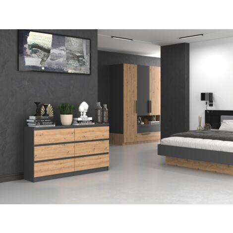 Cassettiera CDF Malwa M6 140, 6 Cassetti, Colore Rovere Sonoma - Per Soggiorno, Camera Da Letto, Ufficio, Cameretta - 2