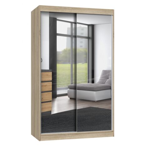 PAOLO - Schrank mit 2 Schiebetüren - 2 Spiegel - B. 120 cm - 2-türiges Ankleidezimmer