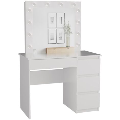 CAROL - Frisiertisch mit Spiegel + LED-Beleuchtung - 4 Schubladen - 98x76x51cm - Arbeitszimmer (1/3)