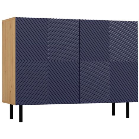 CDF Moderne Kommode Kama 2K Farbe: Artisan Eiche - Dunkelblau Schrank für Dokumente, Kleinigkeiten Ideal für Wohnzimmer, Schlafzimmer, Kinderzimmer und Büro Einfache Montage (1/5)