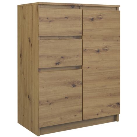 CDF Moderne Kommode 2D2S (2 Türen, 2 Schubladen) Farbe: Eiche Artisan Aktenschrank, für kleine Gegenstände Ideal für Wohnzimmer, Schlafzimmer, Kinderzimmer, Jugendzimmer und Büro Einlegeböden