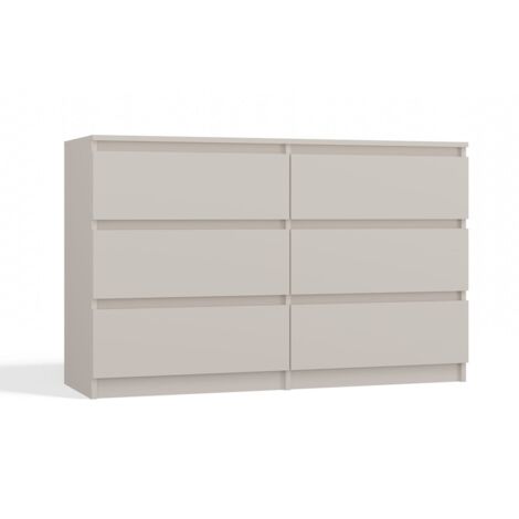 CDF Kommode Malwa M6 120 Farbe: Beige  Schrank für Dokumente, Kleinigkeiten  Ideal für Wohnzimmer, Schlafzimmer, Kinderzimmer, Jugendzimmer und Büro  6 geräumige Schubladen