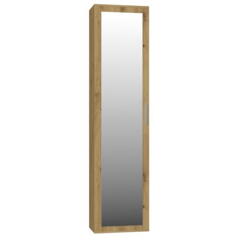 ATARA Flurschrank mit großem Spiegel 180x50x35 cm Zwei Regale + Kleiderbügelhalter im Inneren Flurmöbel