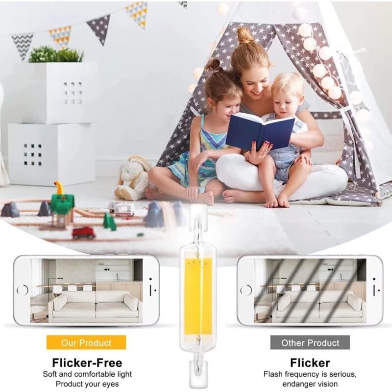 Ampoule LED R7S 118mm 20W équivalent à Ampoule Halogène 200W,Tube R7S LED Lumière Blanc Froid 6000K,2000LM avec Large Angle de Faisceau 360°Dimmable,Pas de Scintillement,Lot de 2 3