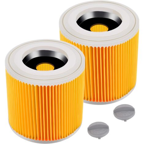 Lot de 2 filtres à cartouche pour Kärcher WD3 Premium, WD2, WD3, WD3P, MV2, MV3 - Filtre WD3 - Filtre de rechange pour aspirateur Kärcher 6.414-552.0/64145520