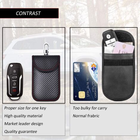 Boîte Anti RFID Faraday - 115x95x65mm - Protection Clés Voiture Sans Contact - Avec 2 Pochettes