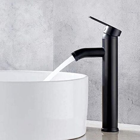 Mitigeur de lavaboRobinet de salle de bain, robinet de lavabo noir, robinet de haute qualité, robinet de salle de bain, résistant à l'usure, adapté pour un diamètre intérieur de 32 mm à 42 mm