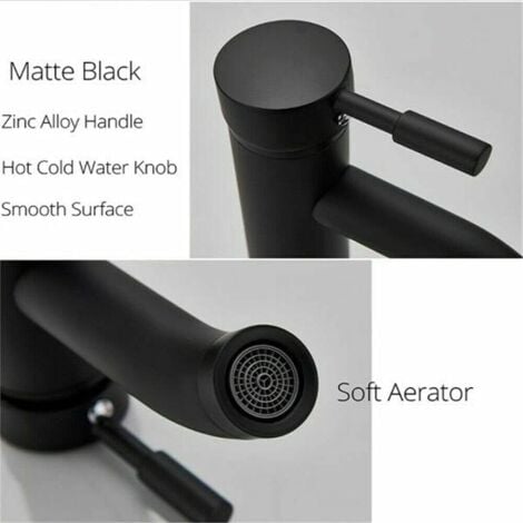 Mitigeur de lavaboRobinet de salle de bain, robinet de lavabo noir, robinet de haute qualité, robinet de salle de bain, résistant à l'usure, adapté pour un diamètre intérieur de 32 mm à 42 mm