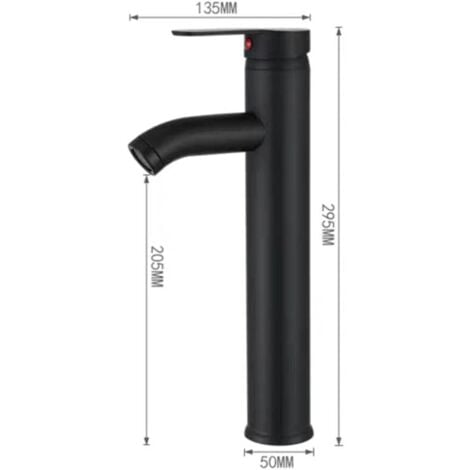 Mitigeur de lavaboRobinet de salle de bain, robinet de lavabo noir, robinet de haute qualité, robinet de salle de bain, résistant à l'usure, adapté pour un diamètre intérieur de 32 mm à 42 mm