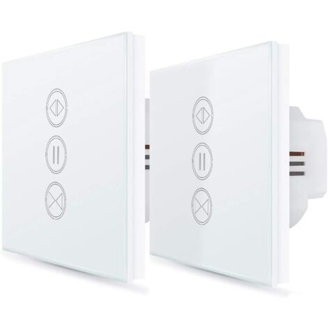 ２x Interrupteur Volet Roulant Connecté, Ouverture Réglable, Commutateur Rideau Stores WiFi, Compatible avec Alexa Google Home pour Commande Vocale, Minuterie Intelligent Moteur Mural