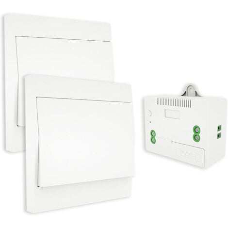 Interrupteur sans Fil, sans Pile, télécommande Murale Va et vient, Interrupteur Mural Auto alimenté, sans câblage, émetteur pour Panneau Mural (kit à 2 Voies), intérieur extérieur étanche