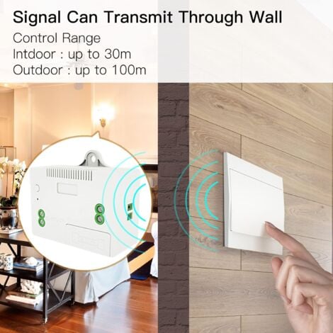 Interrupteur sans Fil, sans Pile, télécommande Murale Va et vient, Interrupteur Mural Auto alimenté, sans câblage, émetteur pour Panneau Mural (kit à 2 Voies), intérieur extérieur étanche