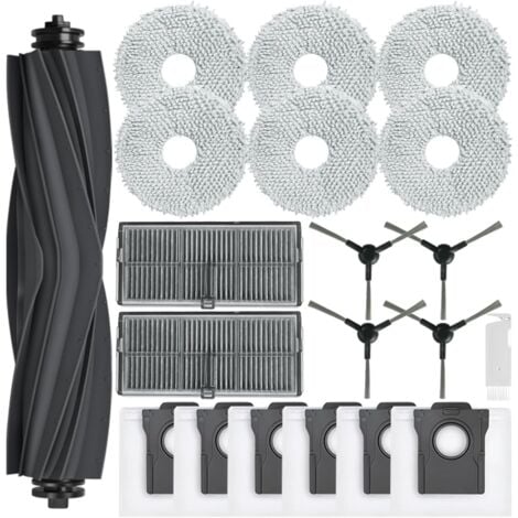 Kit d'accessoires pour Dreame L10s Pro Ultra Heat/ L10s Ultra Gen 2, Pièces pour Dreame X30 Ultra/Mova E30 Ultra, 1 Brosse Principale, 6 Sacs à Poussière, 6 Serpillere, 2 Filtres, 4 Brosse Latérale
