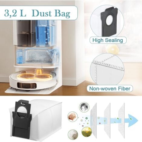Kit d'accessoires pour Dreame L10s Pro Ultra Heat/ L10s Ultra Gen 2, Pièces pour Dreame X30 Ultra/Mova E30 Ultra, 1 Brosse Principale, 6 Sacs à Poussière, 6 Serpillere, 2 Filtres, 4 Brosse Latérale