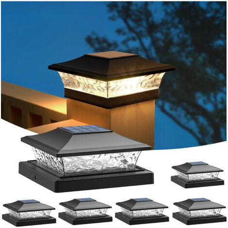Pack Complet de 6 Caps Solaires Étanches - Éclairage Autonome pour Poteaux de Clôture (Bois/PVC 4x4” à 6x6”) - 2 Ambiances Lumineuses, Allumage Automatique (1/5)