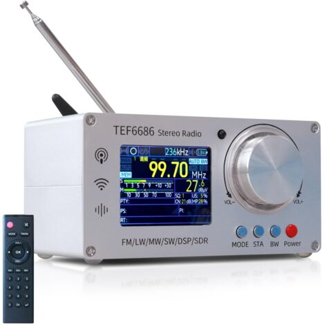 Récepteur Radio Portable Multibande DSP TEF6686 (FM/AM/SW/MW/LW) - Radio SDR Haute Sensibilité avec Écran TFT, Connecteur BNC, Batterie 4000mAh et Télécommande (1/5)
