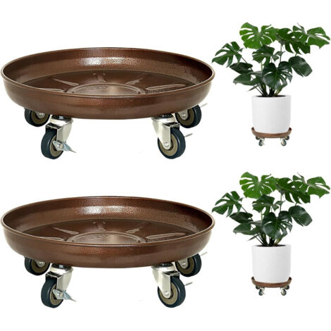 Soucoupe de plante roulante 13 po – Support pour plantes mobile avec roues, en métal robuste et résistant à la rouille, capacité de 350 lb, système de verrouillage, 2 pièces (1/5)