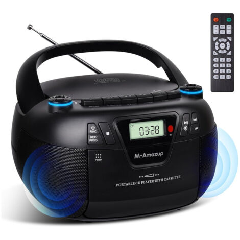 Platine Radio CD Portable Rétro Tout-en-Un : Lecteur Cassette, Bluetooth, USB/TF, Radio AM/FM, Alimentation AC/DC avec Télécommande et Son Stéréo - Idéal Maison & Cadeau (1/5)