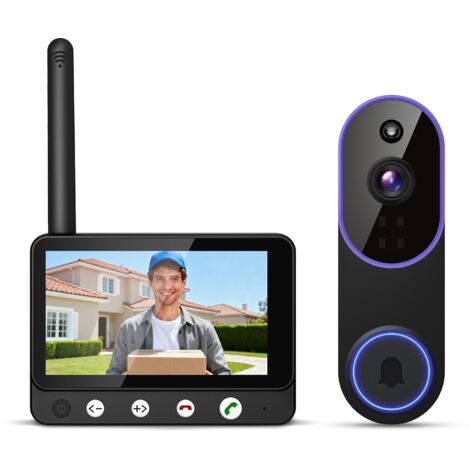 Sonnette Vidéo Connectée 1080p avec Récepteur Intérieur, Détection Humaine IA, Audio Bidirectionnel, Vision Nocturne, Wi-Fi 2,4 GHz (1/5)