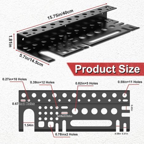 Organiseur Mural Professionnel Pour Tournevis Et Pinces - 14 Emplacements, Support Outils En Aluminium 41 Cm