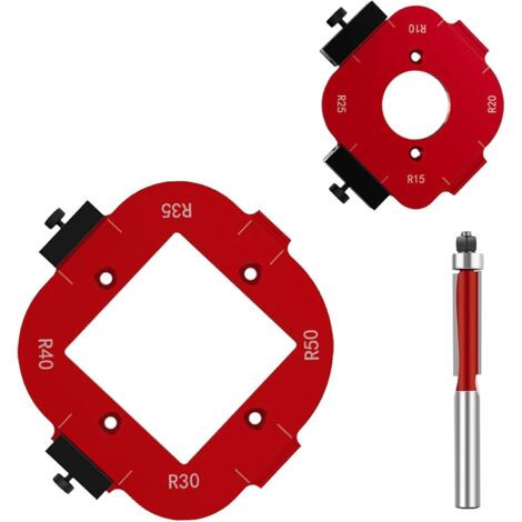 Gabarit de Rayon pour Défonceuse R10–R50, Jeu de Templates d’Angles Arrondis en Aluminium avec Pion de Guidage (1/5)