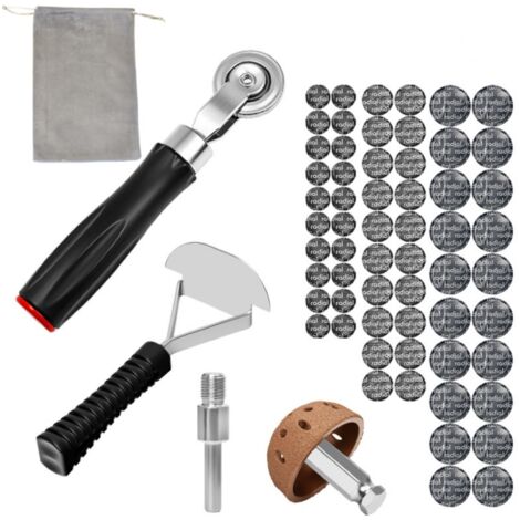 Kit de Réparation de Pneus 64 Pièces avec Patchs 32/42/57 mm – Rouleau Presseur, Râpe Intérieure et Outils de Préparation pour Voiture, Camion, Moto et Vélo (1/5)
