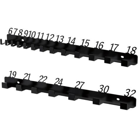 Support Mural Universel pour Clés Plates et Mixtes - Organisateur d'Outils Anti-rouille - Rack de Rangement Grande Capacité pour Garage, Atelier Mécanique et Camion - Noir (1/5)