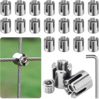 Lot de 20 Serre-Câbles Croisés pour Treillis Mural – Acier Inoxydable 316, Ø 16,8 mm, pour Câble 1/8", Installation Sans Perçage