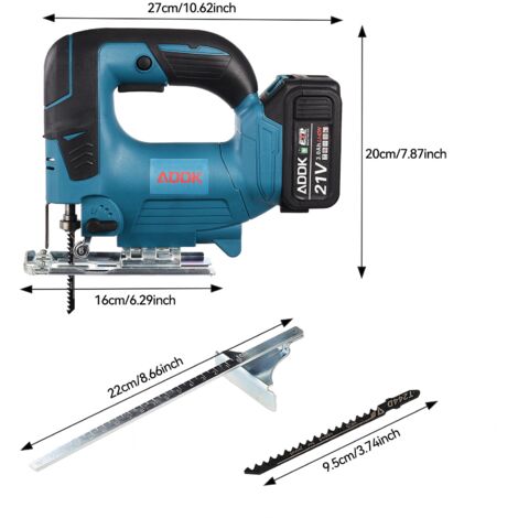 Scie sauteuse sans fil 21V,-45°45° Coupe en Biseau, avec 2 × 3.0Ah Scie sauteuse sans fil 21V,-45°45° Coupe en Biseau, avec 2 × 3.0Ah