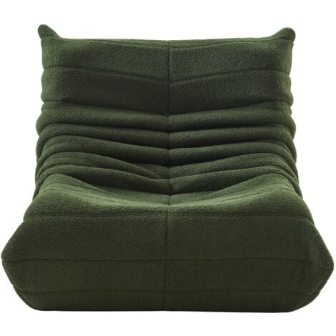 Fauteuil pouf, velours peluche, mousse haute densité, canapé pouf, fauteuil de salon - Vert