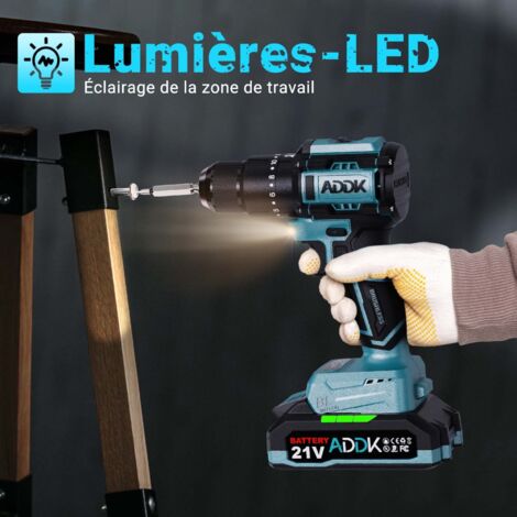 Perceuse-visseuse Sans Fil 16.8V Brushless - Couple Max 65Nm - 2 Batteries 2.0Ah - 28 Accessoires Inclus - Jaune
