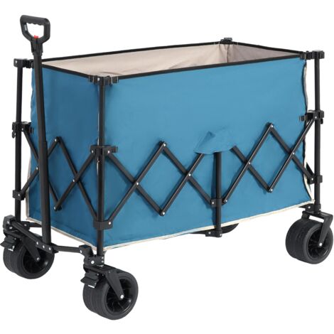 Chariot de Plage avec Roues Portable et Pliable Bleu Pêche Pique-nique vidaXL