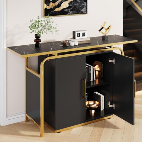 Buffet Moderne Et Minimaliste Avec 4 Portes En Rotin Et Poignées En Métal, Meuble Buffet Simple Pour Salle A Manger Salon Cuisine Blanc 97641280