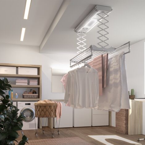 Ceiling clothes drying rack ceiling clothesline electrical drying rack with remote control in aluminium and steel