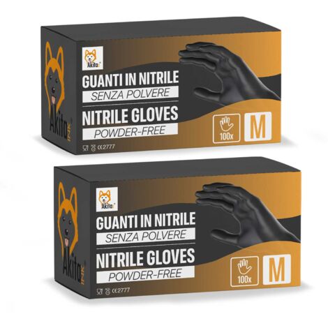 Confezione Da 1000 Guanti In Nitrile Neri Taglia M - Senza Polvere E Senza Lattice, Ipoallergenici, Monouso, Per Estetisti, Tatuatori E Uso Alimentare, 10 Scatole Da 100