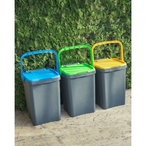 Ecoplast Pattumiera per Raccolta Differenziata 50 Lt, Bidone Spazzatura Blu
