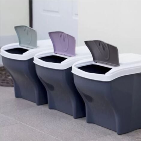 Bama poker Pattumiera Differenziata Tris in Plastica Nera 20L