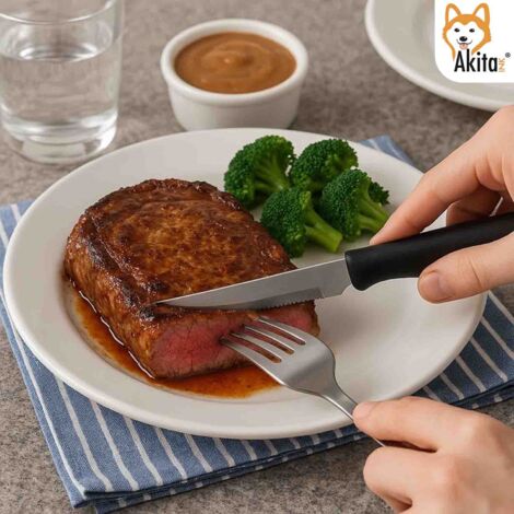 Set 6 Coltelli Da Bistecca Quttin Dark – Lama Da 11 Cm – Affilatura Artigianale – Manico Ergonomico – Ideali Per La Tavola