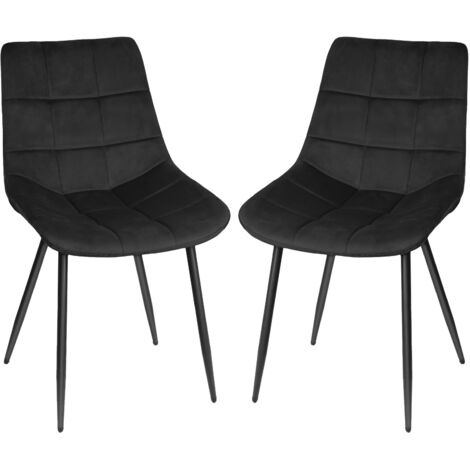 Esszimmerstühle 2er set Polsterstuhl mit Metallbeine, Samt Stuhl für Esszimmer, Küche Schwarz (1/5)