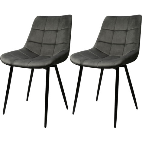 Esszimmerstühle 2er set Polsterstuhl mit Metallbeine, Samt Stuhl für Esszimmer, Küche Dunkelgrau (1/5)