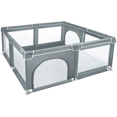 Baby Laufstall Rechteckig 180 x 150 x 66 cm Babybett Laufgitter bis inkl. Tragetasche, Dunkelgrau (1/5)