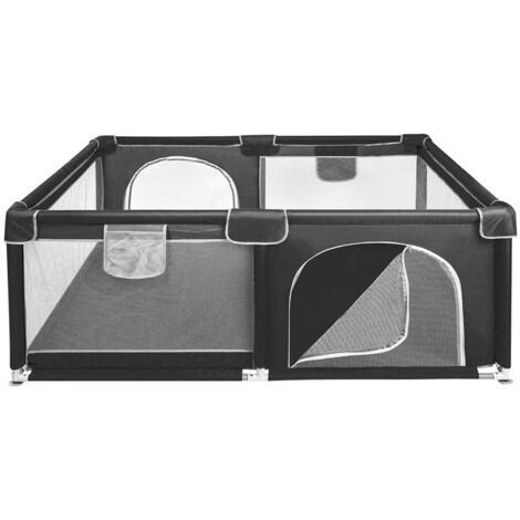 Baby-Laufstall 120 x 160 x 66 Kinder-Aktivitätszentrum, Laufstall mit Sicherheitsbarriere und rutschfester Unterseite, Tragetasche, Schwarz (1/5)
