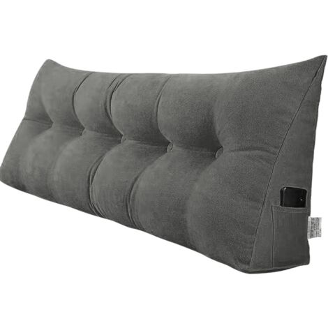 Keilförmiges Lesekissen, Dreieckiges Keilkissen, Sofakissen, Positionierungsstütze, weich und bequem – Grau, 160 cm (1/5)