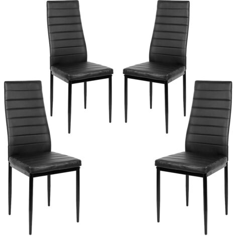 Silla de comedor, silla de comedor horizontal, juego de 4, negro, comedor, sala de estar, silla de bar (1/5)