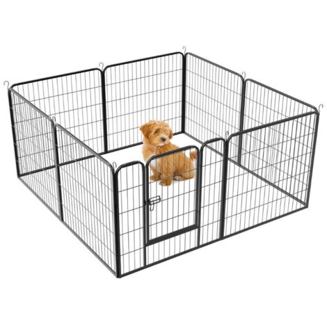 Valla para mascotas, puerta plegable de 8 piezas, ajustable y movible, negro (1/5)