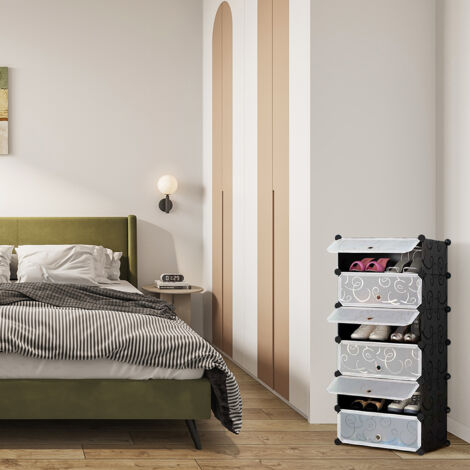 Armario Modular Plástico Estantería 6 Cubos con Puertas Montaje en Bricolaje